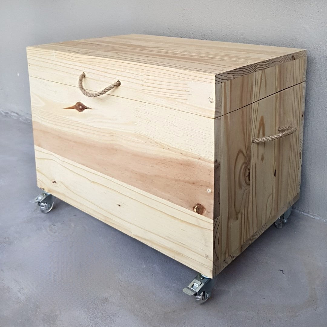 Wooden toy chest on 2024 wheels